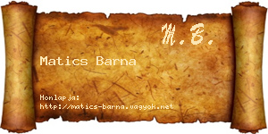 Matics Barna névjegykártya