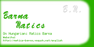 barna matics business card